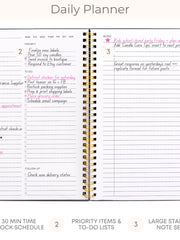 Load image into Gallery viewer, BLU MONACO Minimalist Daily Planner and Notebook with Hourly Schedule - 160 Pages, 80 Days - Grey with Botanical Design - Aesthetic Spiral To-Do List Notepad for Easy Task and Appointment Management - Stylish Book for School, Office, or Home Organization