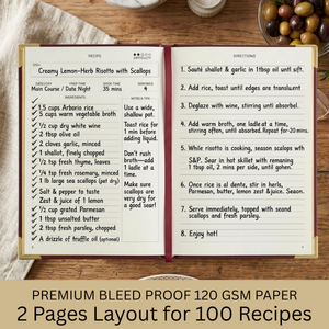 Load image into Gallery viewer, Merlot Vegan Leather Recipe Book – 100 Recipes, Thick Paper, Storage Pocket, Color Tabs