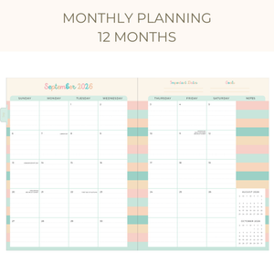 Load image into Gallery viewer, 2026–2027 Teacher Planner – NEW Floral Cover | Academic Year Lesson Plan Book for Teachers | July 2026–June 2027 | Monthly & Weekly Planning, Stickers, Pocket & Snap‑In Bookmark