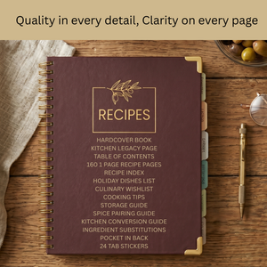 Load image into Gallery viewer, Large Brown Spiral Recipe Book – 160 Recipes, Lay‑Flat Design, Thick Paper, Color Tabs