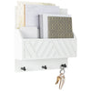 Mail Organizer Wall Mounted - White Wooden Mail Holder for Wall - Key Hanger