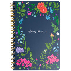 Load image into Gallery viewer, BLU MONACO Beautiful Daily Planner and Notebook with Hourly Schedule - 160 Pages , 80 Days - Navy Floral Aesthetic Spiral To-Do List Notepad for Easy Task and Appointment Management - Stylish Book for School, Office, or Home Organization
