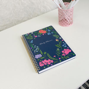 Load image into Gallery viewer, BLU MONACO Beautiful Daily Planner and Notebook with Hourly Schedule - 160 Pages , 80 Days - Navy Floral Aesthetic Spiral To-Do List Notepad for Easy Task and Appointment Management - Stylish Book for School, Office, or Home Organization