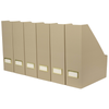 Set of 6 Foldable Magazine File Holders in Taupe with Label Holders