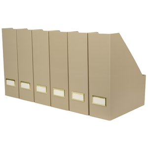 Load image into Gallery viewer, Set of 6 Foldable Magazine File Holders in Taupe with Label Holders
