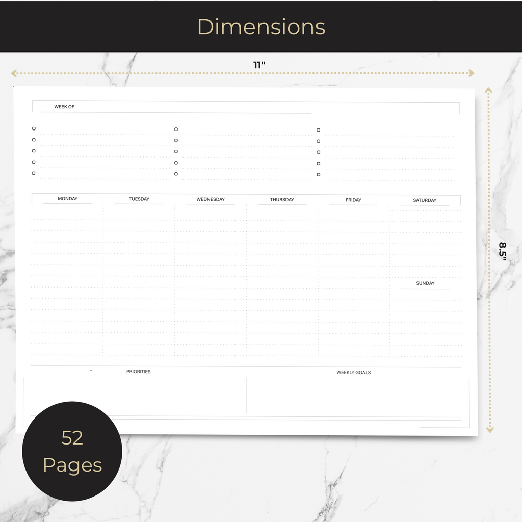 Weekly Planner Notepad – Undated Planner Pad with 52 Tear-Off Sheets ...
