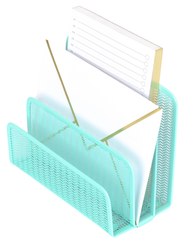 Load image into Gallery viewer, Aqua Metal Mesh Letter Sorter – 3-Slot Mail Organizer for Desk, Office & Home