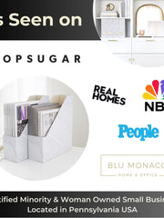 Load image into Gallery viewer, BLU MONACO Set of 4 Elegant Magazine Holders with White Marble Design and Gold Label Holders - Perfect File Holder for Desk, Magazine Storage for Home Office, and Classroom Organization and Storage