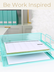 Load image into Gallery viewer, Fontveille Aqua Mesh Paper Tray - Set of 2 - Stylish Mesh Document & Letter Tray for Home & Office