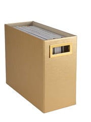 Load image into Gallery viewer, Gold Magazine Basket, Gold Magazine Holder, Gold Magazine Rack, Magazine Holder Floor, and Magazine Holder Bathroom Storage Décor Stylish Book Basket and Magazine Organizer - Narrow Basket Blu Monaco