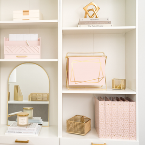 Load image into Gallery viewer, Set of 12 Pink Cute Hanging File Folders Letter Size with Geometric Gold Foil Designs, Letter Size Decorative Hanging Folders for Filing Cabinet and Hanging File System, File Cabinet Folders