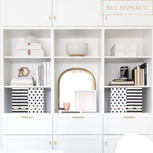 Load image into Gallery viewer, BLU MONACO Set of 4 Stylish Magazine File Boxes - 2 Black and White Stripes and 2 Polka Dots - Office Organization and Storage, Paper Organizer for Desk - Workspace and Classroom Organization