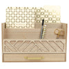 BLU MONACO Natural mail Organizer with Drawer and Gold Handle