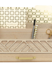 Load image into Gallery viewer, BLU MONACO Natural mail Organizer with Drawer and Gold Handle