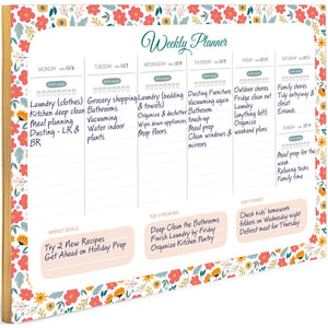 Load image into Gallery viewer, Floral Weekly Planner Notepad – Weekly To-Do List with Water Tracker and 52 Tear-Off Sheets – Bright Floral Planner Pad with Calendar, Goals, and To-Do Lists
