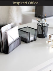 Load image into Gallery viewer, Black Metal Mesh Letter Sorter – 3-Slot Mail Organizer for Desk, Office & Home