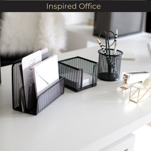 Load image into Gallery viewer, Black Metal Mesh Letter Sorter – 3-Slot Mail Organizer for Desk, Office & Home