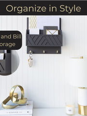 Load image into Gallery viewer, Mail Organizer Wall Mounted - Grey Wood Wall Mount Mail Holder Modern Key Holder