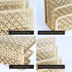 Load image into Gallery viewer, BLU MONACO Gold Desk Mail Organizer Countertop - Letter Holder for Desk - Mail Storage - Bill Organizer for Desk - Gold Letter Sorter