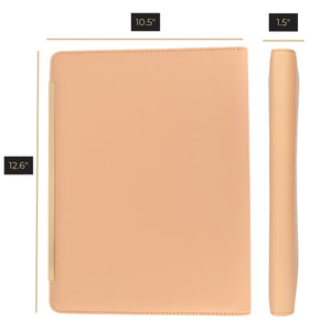 Load image into Gallery viewer, BLU MONACO Pink Vegan Leather Portfolio Binder for Women - Professional Padfolio Work Organizer with Gold Trim, Zippered Business Case for Documents