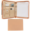 BLU MONACO Pink Vegan Leather Portfolio Binder for Women - Professional Padfolio Work Organizer with Gold Trim, Zippered Business Case for Documents