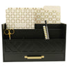 BLU MONACO Black Mail Organizer with Drawer and Gold Handle