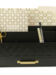 Load image into Gallery viewer, BLU MONACO Black Mail Organizer with Drawer and Gold Handle