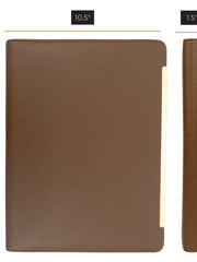 Load image into Gallery viewer, BLU MONACO Brown Vegan Leather Portfolio Binder for Women - Professional Padfolio Work Organizer with Gold Trim, Zippered Business Case for Documents