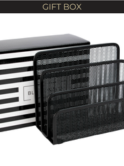 Load image into Gallery viewer, Black Metal Mesh Letter Sorter – 3-Slot Mail Organizer for Desk, Office & Home