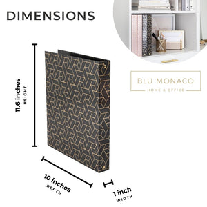 Load image into Gallery viewer, Geometric Gold Foil Black Binder 3 Ring - Set of 2-1 Inch Binders 3 Ring - 3 Ring Binders - 3 Ring Binders 1 Inch, Three Ring Binder - Cute Binder - Modern Preppy - 3 Hole Cute Binders