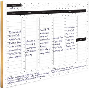 Load image into Gallery viewer, Dots Weekly Notepad - Time Blocking Pad with 52 Tear-Off Sheets - Beautiful Desk Organizer with Hourly Slots, Priorities, and Goals
