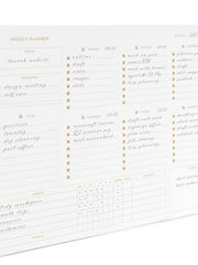 Load image into Gallery viewer, Undated Weekly Planner Pad - Undated Planner Weekly Calendar Pad - 8.5 x 11 Tear off 50 PG Gold Edge Weekly Desk Pad - Weekly Notepad - Weekly Planner Pad Tear Off Undated Calendar Weekly Planning Pad