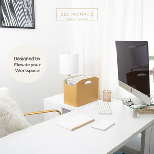 Load image into Gallery viewer, Gold Magazine Basket, PVC Leather Decorative Magazine Holder