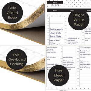 Load image into Gallery viewer, Dots Weekly Notepad - Time Blocking Pad with 52 Tear-Off Sheets - Beautiful Desk Organizer with Hourly Slots, Priorities, and Goals