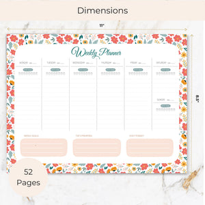 Load image into Gallery viewer, Floral Weekly Planner Notepad – Weekly To-Do List with Water Tracker and 52 Tear-Off Sheets – Bright Floral Planner Pad with Calendar, Goals, and To-Do Lists