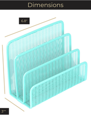 Load image into Gallery viewer, Aqua Metal Mesh Letter Sorter – 3-Slot Mail Organizer for Desk, Office & Home