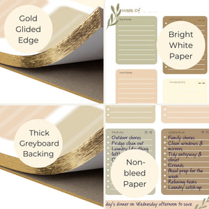 Load image into Gallery viewer, Earth Tones Weekly Notepad – To-Do List Pad with 52 Tear-Off Sheets – Natural Organizer with Calendar, Goals, and Priorities