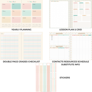 Load image into Gallery viewer, 2026–2027 Teacher Planner – NEW Floral Cover | Academic Year Lesson Plan Book for Teachers | July 2026–June 2027 | Monthly & Weekly Planning, Stickers, Pocket & Snap‑In Bookmark