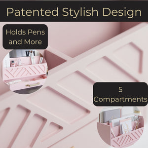 Load image into Gallery viewer, Pink Wood Desk Organizer with Drawer and Gold Handle