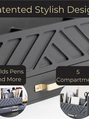 Load image into Gallery viewer, Grey Wood Desk Organizer with Drawer and Gold Handle