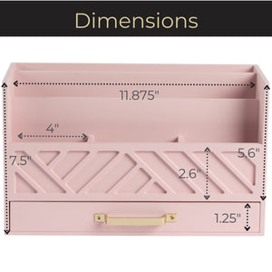 Load image into Gallery viewer, Pink Wood Desk Organizer with Drawer and Gold Handle