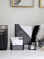 Load image into Gallery viewer, Fontvieille 5 Piece Black Desk Organizer Set With Desktop Hanging File Organizer