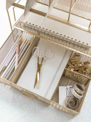 Load image into Gallery viewer, Fontvieille Desk Organizer with File Sorters and Drawer - Gold
