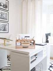 Load image into Gallery viewer, BLU MONACO Natural Wooden Office Supplies Organizer