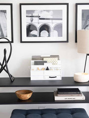 Load image into Gallery viewer, White Wooden Mail Organizer with Pen Holder and Drawer