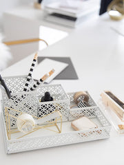 Load image into Gallery viewer, Riviera 6 Piece White Interlocking Desk Organizer Set