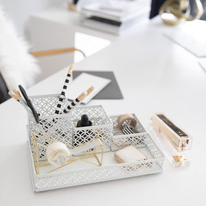 Load image into Gallery viewer, Riviera 6 Piece White Interlocking Desk Organizer Set