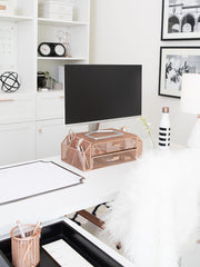 Load image into Gallery viewer, Rose Gold Monitor Stand with Drawers