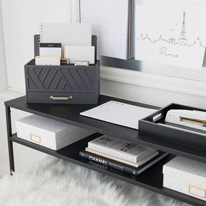 Load image into Gallery viewer, Grey Mail Organizer - Desktop Mail Holder with Drawer by Blu Monaco