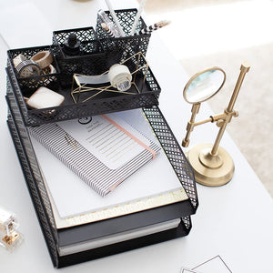 Load image into Gallery viewer, Riviera 6 Piece Black Interlocking Desk Organizer Set